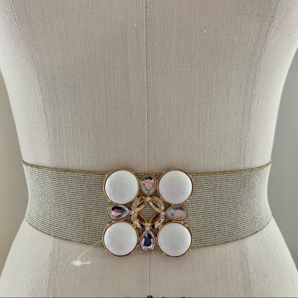 NEW Lilly Pulitzer Gold/White Emmett Stretch Belt- XS/S